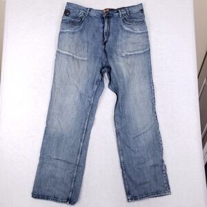 Enyce Mens Relaxed Wide Leg Jeans Blue Medium Wash Streetwear Size 40 x 34